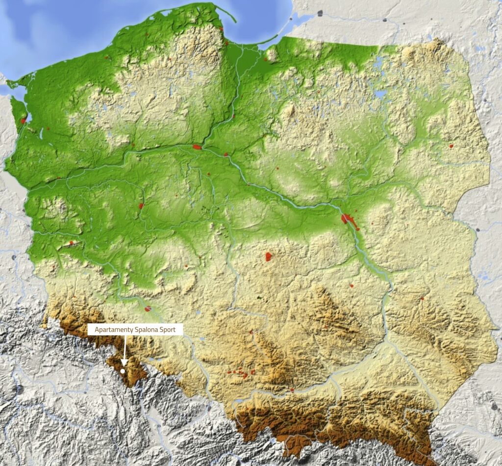 mapa polski i spalona sport lokalizacja