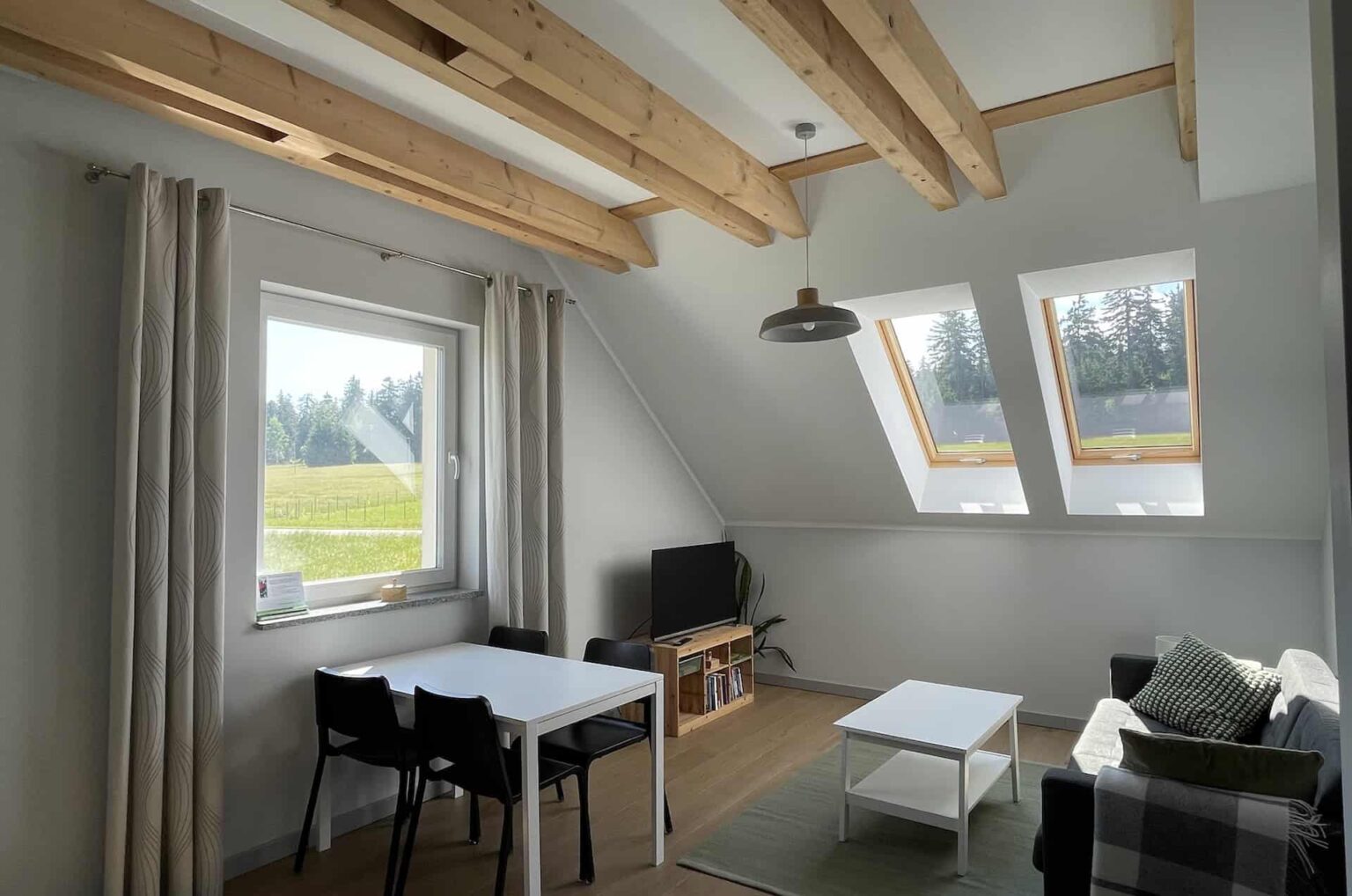 przestrzenny salon w apartamentach spalona sport